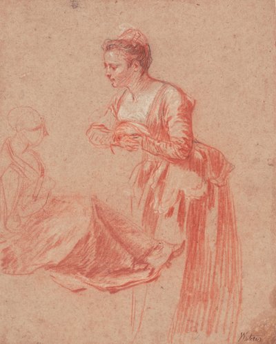 Zwei Figurenstudien einer jungen Frau, 1715-1717 von Jean Antoine Watteau